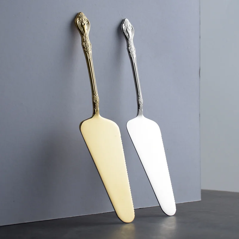 Gold Cake Shovel Spatula Baking Pastry Tools Wedding Cake Serve Baroque Party Decorating Shovel Restaurant Silverware