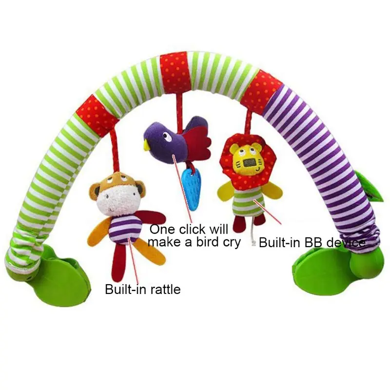 

Baby Bed Around Stroller Crib Bumper Pram Clip with Animal Rattle Hanging Toys for 0-24 Months Newborns Infant