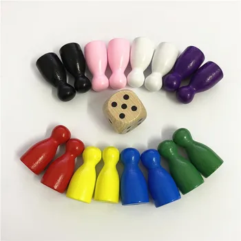 24x12mm 나무 폰 체스 + 16mm 포인트 주사위 1 세트 = 16 개, 보드 게임 액세서리, 무료 배송