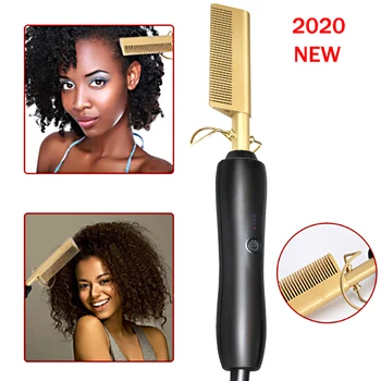 

2 in 1 Hot Comb Hair Straightener Brush Hair Curlers Styler Curling Electric Comb Curler Straightening Smoothing Brush Flat Iron