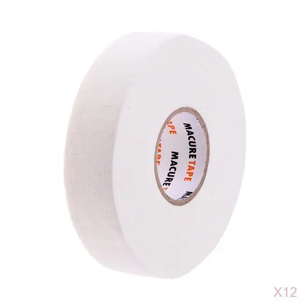 12 Roll Hockey Tape -White Color Cloth Hockey Stick Adhesive Tape 1'' X25 yds