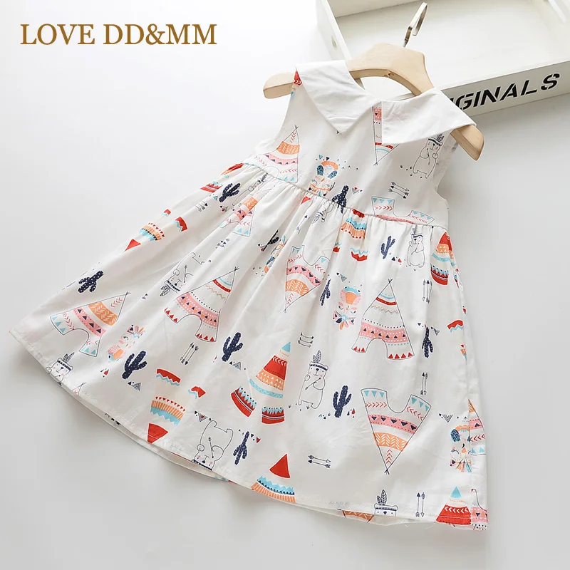 LOVE DD&ampMM Girls Dresses 2022 Summer New Children's Wear Sweet Cartoon Cute Print doll Collar Sleeveless Vest Dress | Детская