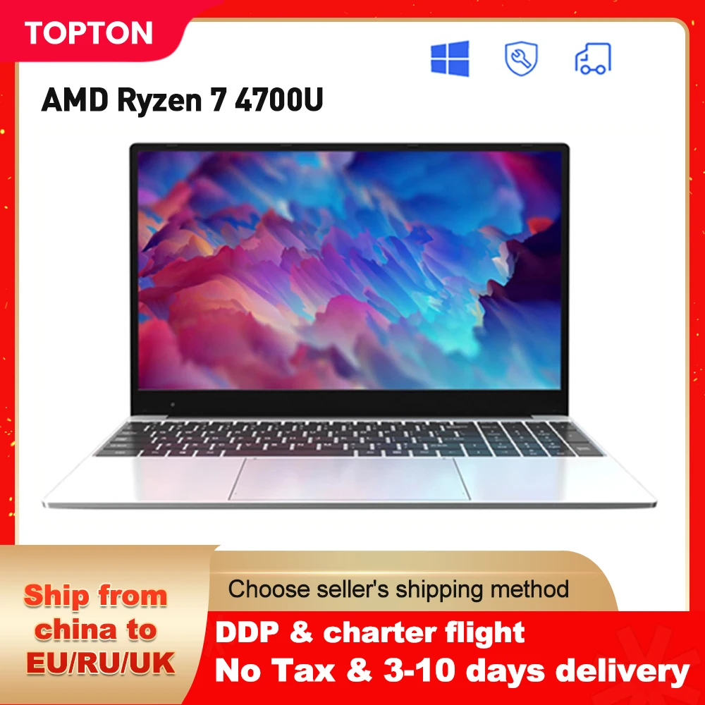 Ноутбук TOPTON металлический 15 6 дюйма AMD Ryzen 7 3700U 5 3500U Max 36G DDR4 2T SSD | Компьютеры и офис