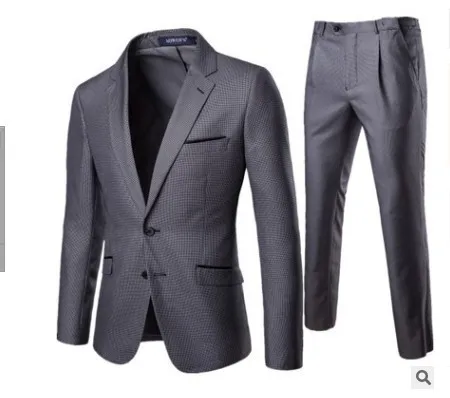 

2020 New Two-button Suit Two-piece Business Suit Men's Large Size Professional Suit To Work Banquet Houndstooth Host Suit