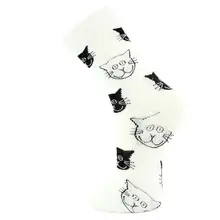 Женские носки с мультяшным принтом Happy Crew, милые цветные носки без пятки с принтом улыбающегося кота, 95AB