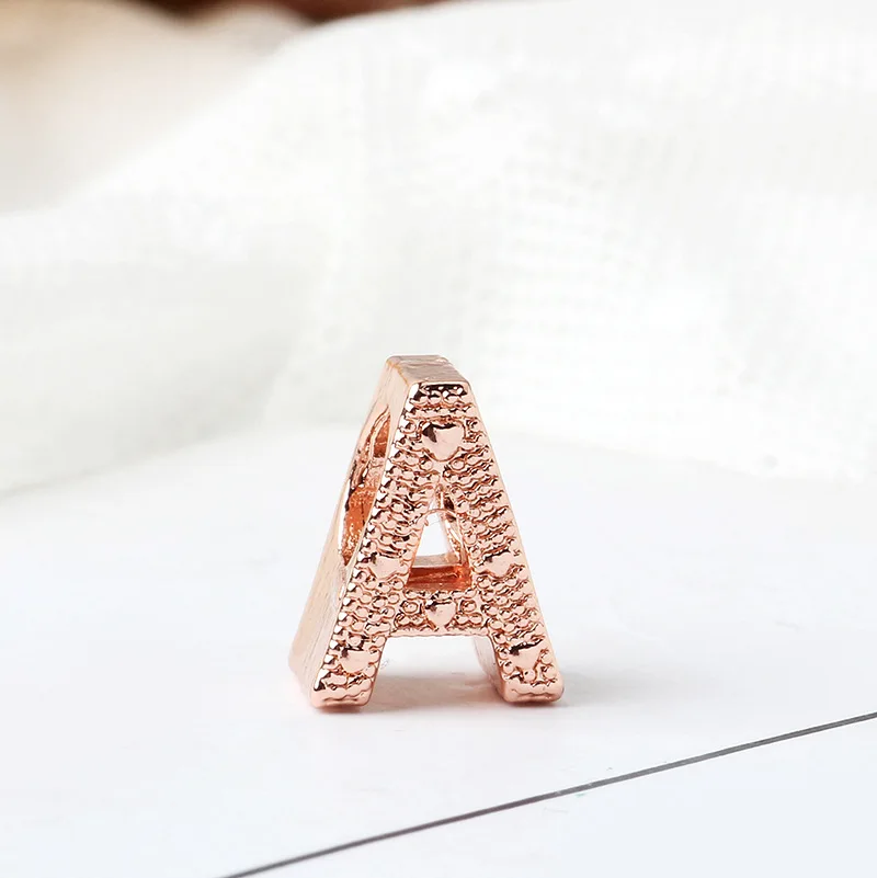 Бесплатная доставка MOQ 1 шт. розовое золото инициальные буквы алфавита diy bead