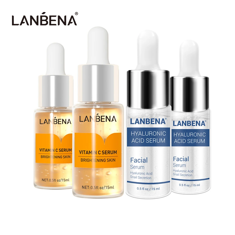 

LANBENA Vitamin C Serum+Hyaluronic Acid Serum Anti-Aging Moisturizing Skin Care Firming Treatment Whitening Moisturizing 4PCS