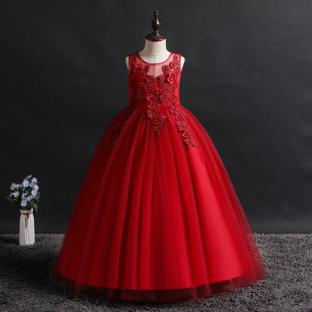 Amazon/платье принцессы с перекрестной каймой для больших мальчиков длинное красное платье без рукавов с вышивкой и кисточками для
