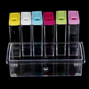 

Acrylic Transparent Spice Jar Lid Seasoning Box 6pcs/Set Kitchen Tools Salt Condiment Cruet Storage Box Containers