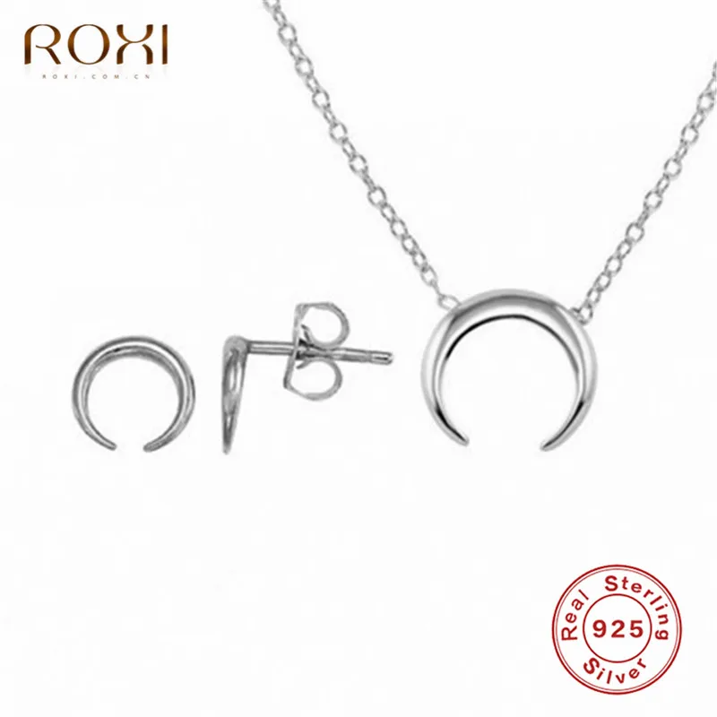 ROXI Мода полумесяц серьги-гвоздики в рождественской тематике подарки стерлингового серебра 925 Серьги для женщин День рождения ювелирные изделия