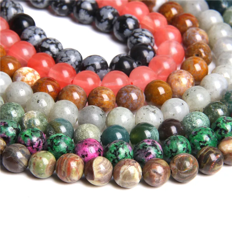 

4 6 8 10 12mm Natural Stone Beads White Turquoises Red Agates Aventurine Labradorite Loose Stone Beads for Jewelry Making 15.5"