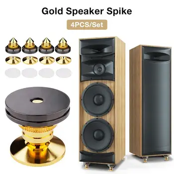 

4PCS/Set Speakers Stand Feet Foot Pad Spikes Pure Copper Gold Loudspeaker Box Spikes Cone Floor Foot Nail M28*28mm