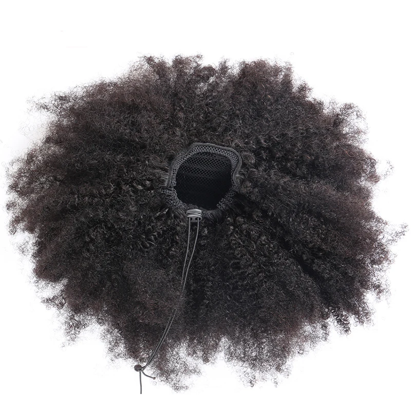 Афро кудрявые конские хвосты для женщин натуральные черные человеческие волосы на заколках для наращивания 4B 4C remy волосы Rosa queen