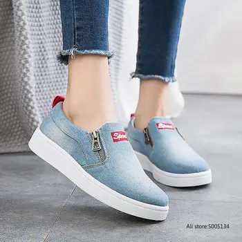 

Women Shoes Tenis Feminino Zip Canvas Shoes Sneakers Plus Size Fashion Denim Casual Shoes Femme XYZ190