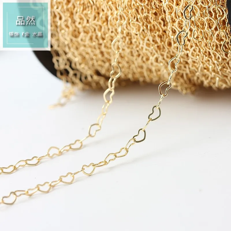 

Chain Accessories DIY Materials 14k Gold Handmade Soft Gold Heart Shape Handmade Maintains Color Chain Bracelet Accessories