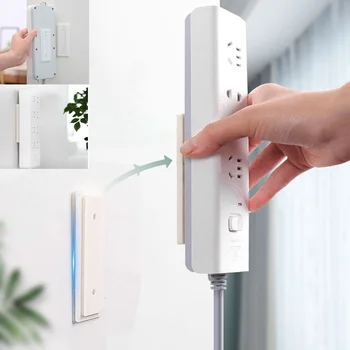 

Creative Power Plug Bracket Power Strip Holder Self-adhesive Wall-mounted Storage Strip Bracket Removable Wall Socket Hook