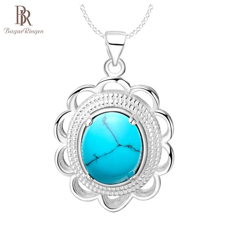 ORSA JEWELS серебряные женские ожерелья и кулоны из натуральной 925 пробы с бирюзой, цепочка с натуральным камнем, серебряные ювелирные изделия OSN87