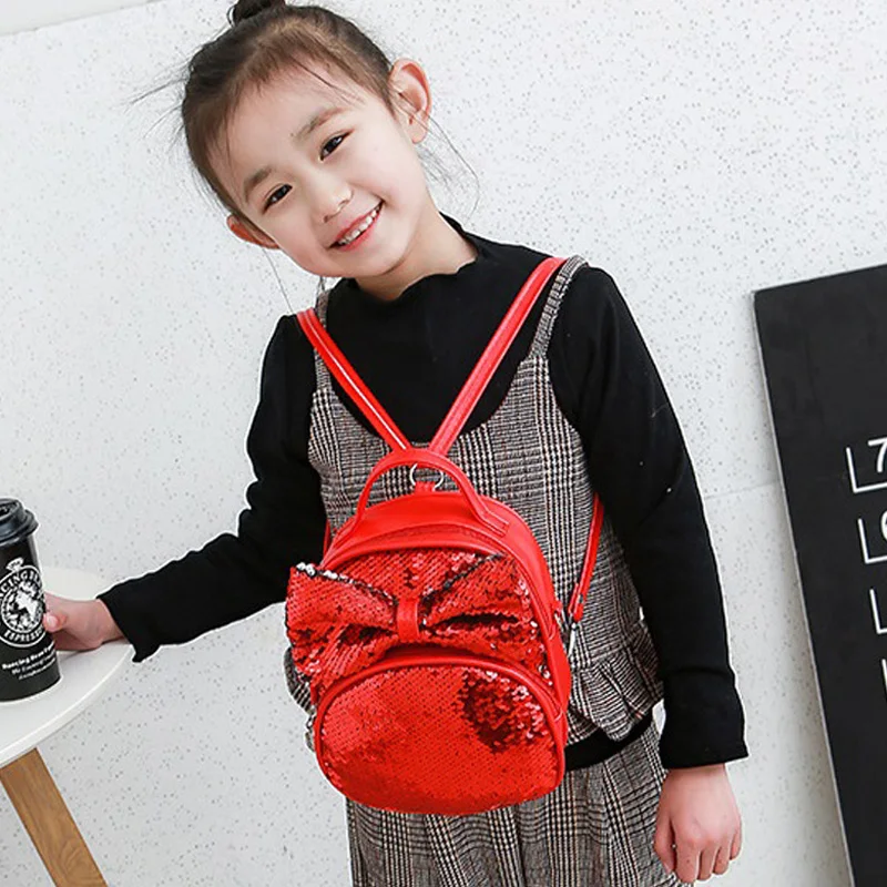 Pudcoco 7 Styles Fashion Children Kids Shoulders Bag Cute Sequins Bow Casual Travel Girls Bling Backpack Dropshipping Hot