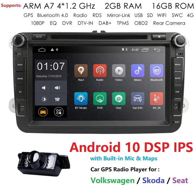 US $185.38 Android 10 8 2din Car DVD for VW POLO GOLF 5 6 POLO PASSAT B6 CC JETTA TIGUAN TOURAN EOS SHARAN SC