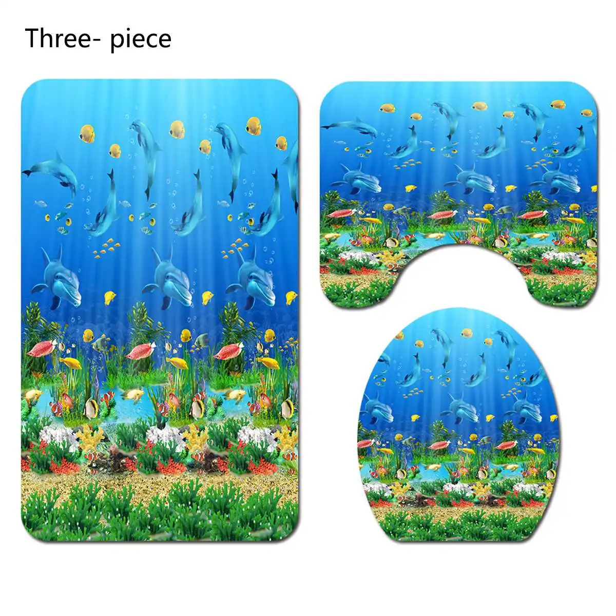 Style B 3 Pcs Водонепроницаемый Non-slip Ocean серии печати Душ Шторы ковер подушка для унитаза набор ковриков для ванной Шторы s 12 крючков 4/3/1 пирог - Цвет: Style B 3 Pcs