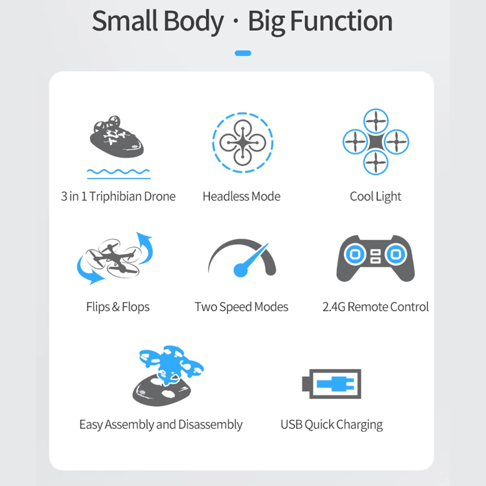 Мини-Дрон 3 в 1 RTF RC Квадрокоптер лодка море-Земля-воздух автомобиль вертолет с безголовым режимом 3D переворачивает самолет творческая игрушка для детей