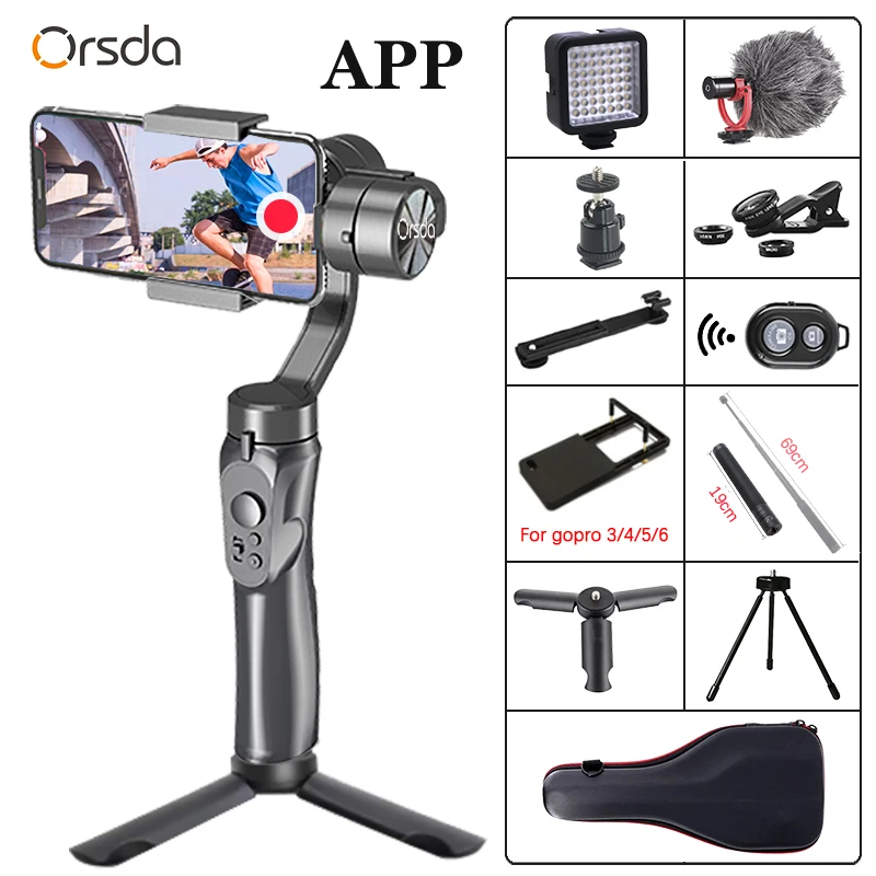 

Orsda APP H4 3-axis gimbal stabilizer Gopro camera stabilizer shandheld selfie stick Tripod for smartphone connection Bluetooth