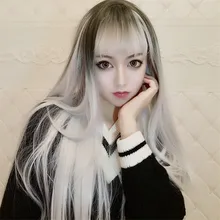 Новый двухмерный аниме Харадзюку воздушная челка черный