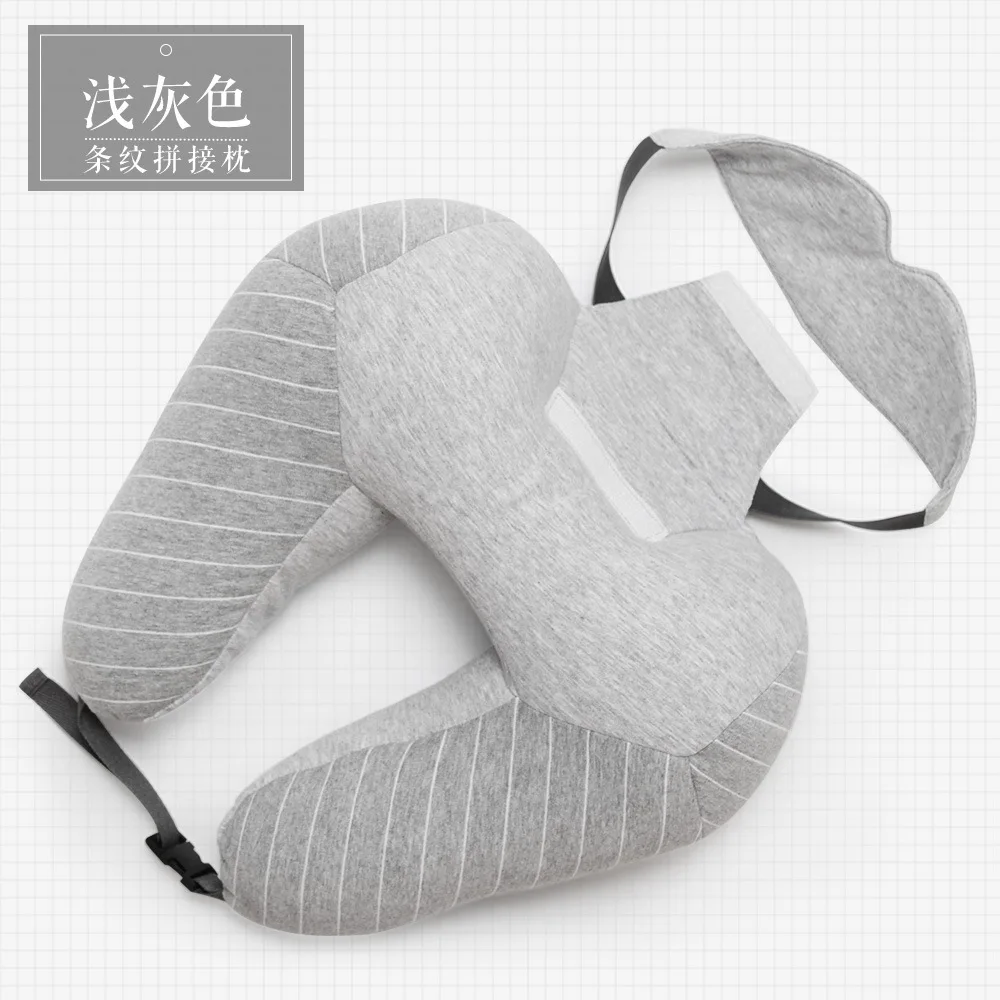 U-образная подушка для поддержки шеи, пенная маска для наполнения частиц и подушка для путешествий, подушка для самолета, Шейная Подушка AT167 - Цвет: light gray