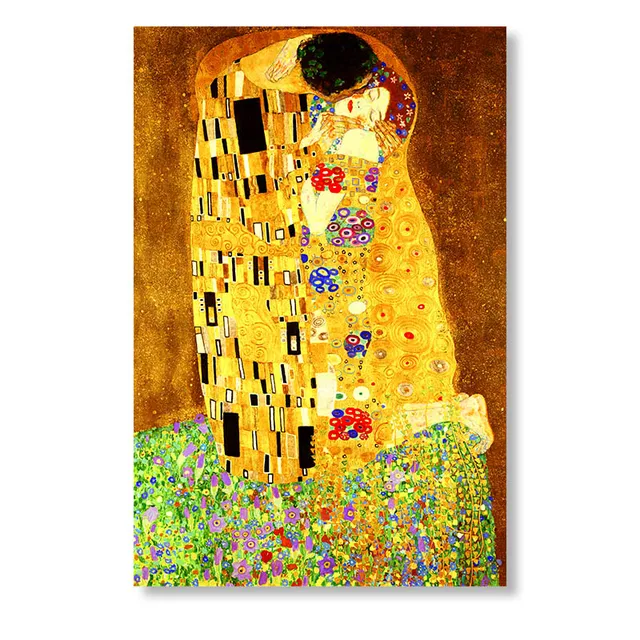 Gustav Klimt Kiss Famous Figure Wall Canvas Painting Print on Canvas Wall Art Pictures For Living Room Home Decoration No Frame GH6125