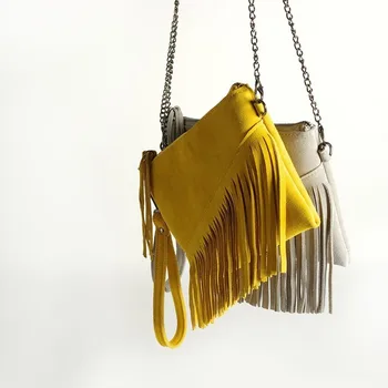 

Women's Shoulder Bag Leather Tassel Bag Frosted Cowhide Soft Bag Diagonal Bag Handbag Pouch