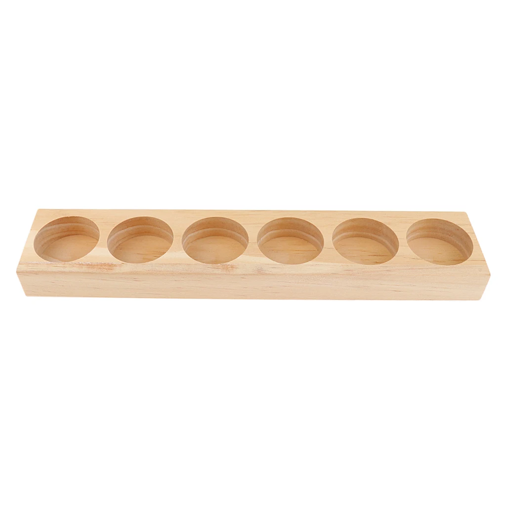 Pine Wood Essential Oil Perfume Displaying Rack Organizer 6 Slots 30ml Bottles Stand Holders 25.9x4.9x 2 cm