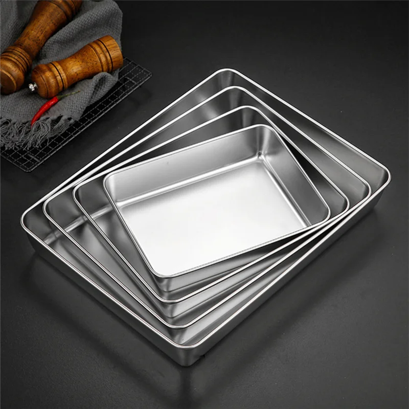 2Pcs Baking Trays Healthy Stainless Steel Cake Tray Rectangular Oven Tray  Dishwasher Safe Baking Sheet Rustproof Cookie Pan - AliExpress