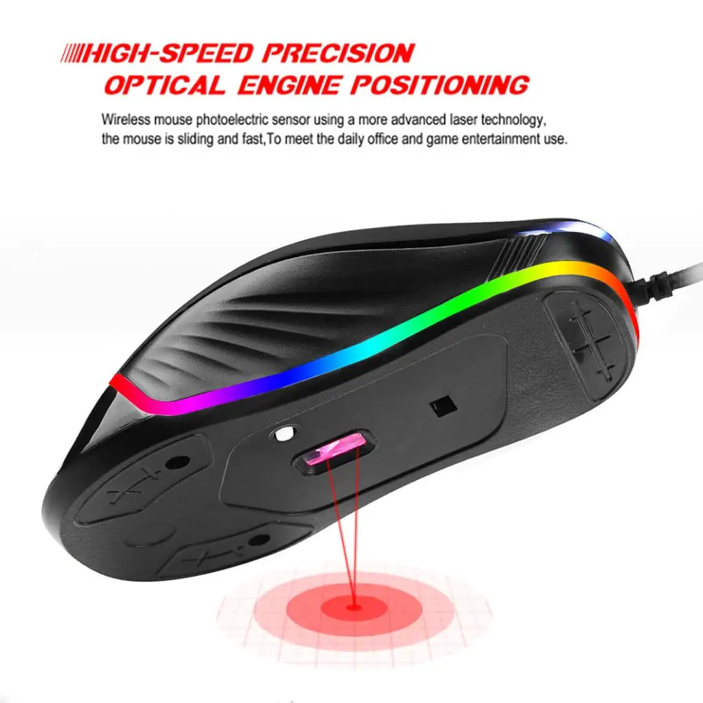 USB Wired RGB Gaming Mouse 7 Buttons 7200 DPI Adjustable Optical Gaming Mouse Ergonomic Mouse For PC Laptop Computer Desktop