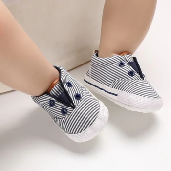 

Baby Boy Stripe Print Anti-Slip Shoes Toddler Casual Sneakers Walking Shoe Soft Soled Prewalker Walking