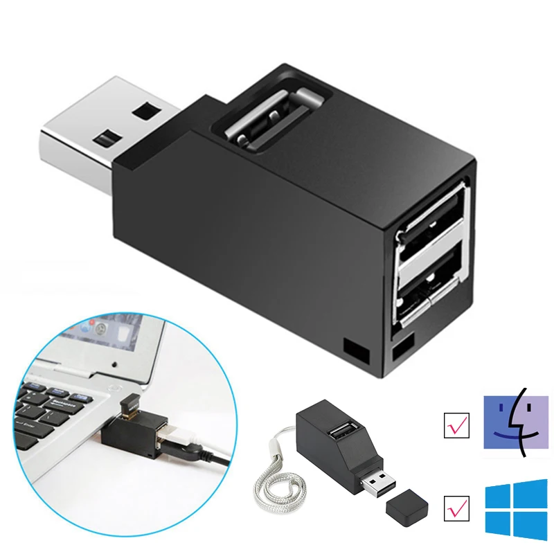 Concentrador de red USB 3,0 inalámbrico 3 en 1 para ordenador portátil, adaptador de PC, concentrador de carga USB 2,0, 3 puertos, divisor, Dell, Lenovo, accesorios