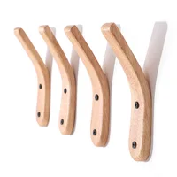 1Pc Oak Wood Coat Wall Mounted Vintage Single Hook Hat Rack Towel Hanger Wood Wall Organizer Hook Decorative For Home Bar Hotel 1