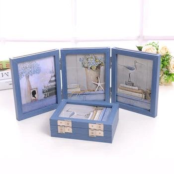 Billige 1PC Kreative Retro Schreibtisch Tri-falten Foto Rahmen Display Rahmen Foto Studio Folding Wohnzimmer Hause Dekoration Geschenk