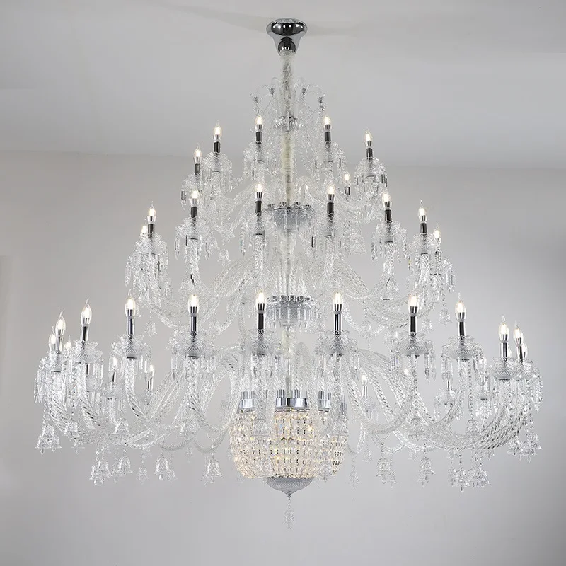 

Extra Large Chandeliers Modern Light Luxury Transparent Crystal Chandeliers Ceiling Duplex Dig Hanging Lamps Stair Hotel Lights