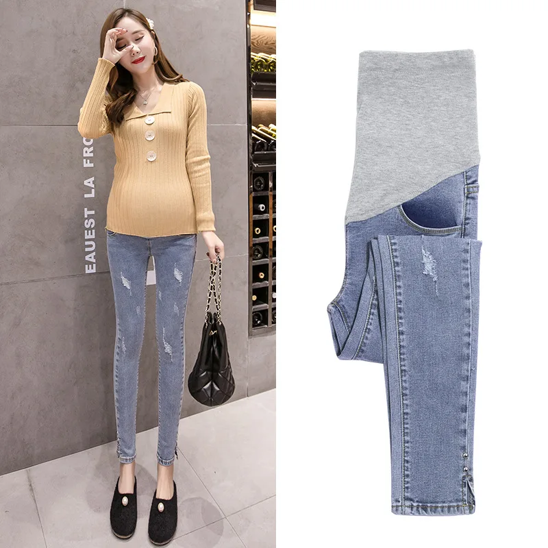 

2019 Spring And Autumn Maternity Jeans Autumn And Winter Outer Wear Fashion Mom Maternity Pants Slim Fit Spring Clothing Fashion