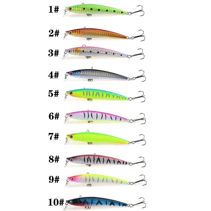 

10Pcs/set Depth Dive 0.5-2.5M 8g/9cm Bionic Bait Artificial Hard Bait 3D Eye Stream Swim bait Lake Sea Fishing Lure Outdoor
