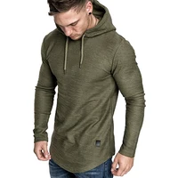 New Men's Solid Color Curved Hem Drawstring Sweatshirt Fashion Men Hoodie Spring Autumn Long Sleeve Hip Hop Hoodie Male - Image 2