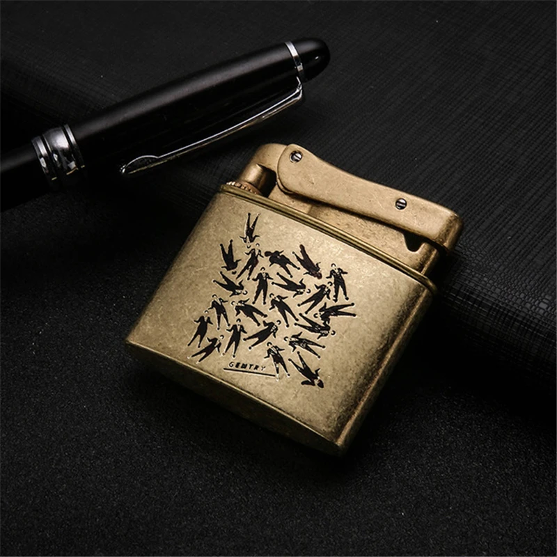 Honest Copper Cigarette Lighter Gasoline Vintage Kerosene For oil Lighter Grinding Wheels Fire Lighter Retro Windproof Lighter