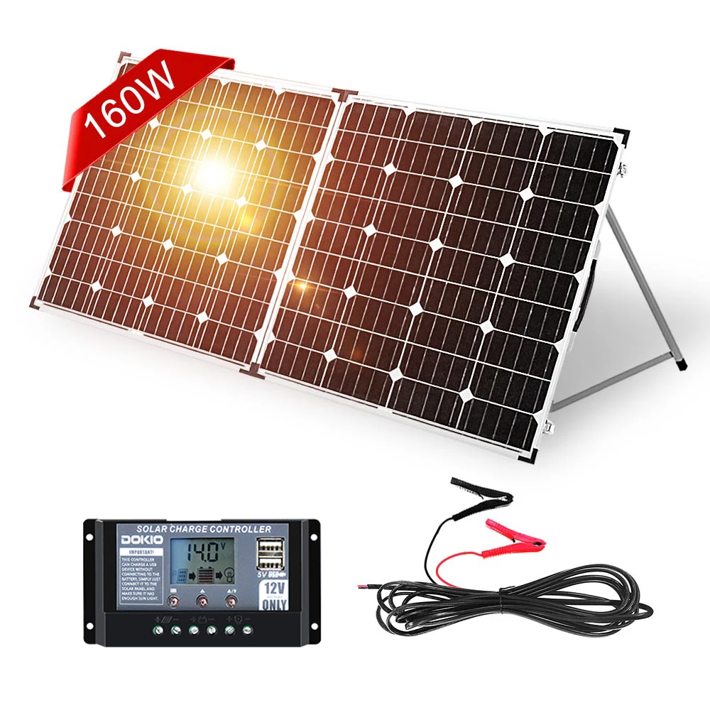Dokio-Panel Solar plegable de 160W, paneles solares de 18V de China, célula/Sistema de carga resistente al agua, 12V, con controlador, conjuntos solares de 150W