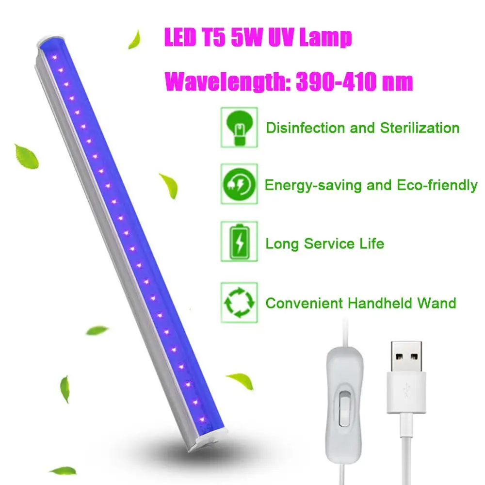 

2835 UV LED lamp 5 W Germicidal Light Deodor Tube Ultraviolet linear Lamp For Sterilization Kill Dust Mite Home Lighting