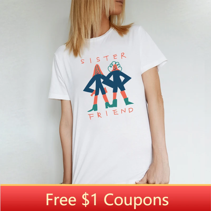 Женская забавная Футболка с принтом Лучшие друзья сестры Летние повседневные