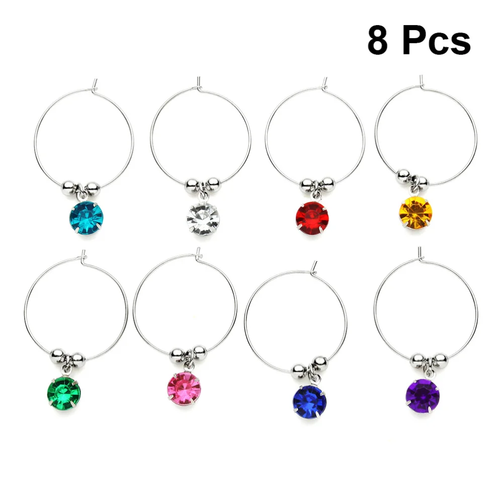 8 Pcs Wing Glass Hanging Ring Premium Rhinestone Pendant Colorful Decoration Party Family Gathering Accessory Creative