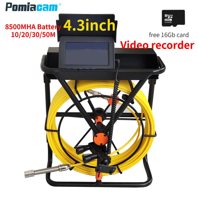 POMIAACAM – caméra d'inspection de tuyaux avec carte FT DVR 16 go,  Endoscope industriel IP68, Drain d'égout, batterie 8500MHA 10/20/30/50M