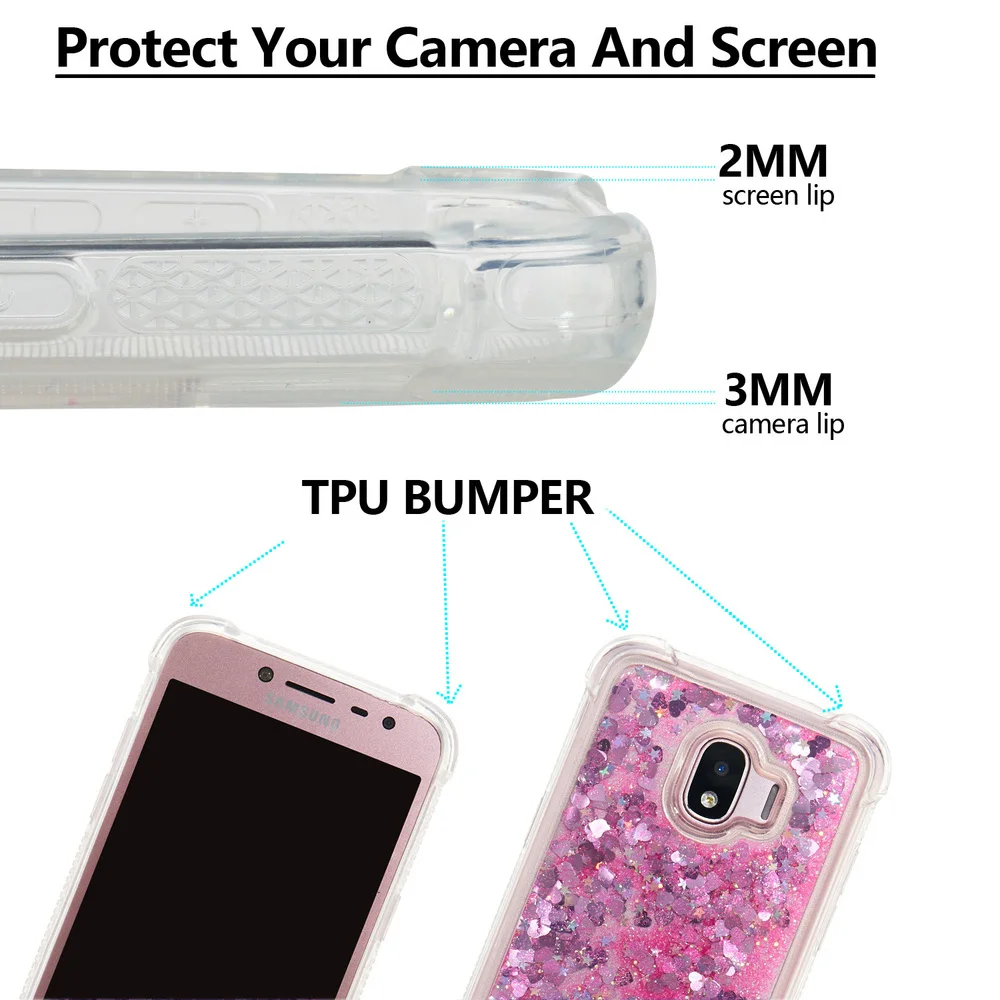 Мягкий силиконовый чехол бампер с блестками и зыбучим песком для Samsung Galaxy J2 Pro