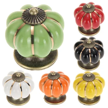 Vintage Furniture Handle Door Knobs Furniture Drawer Cupboard Kitchen Pull Handle Pumpkin Ceramic Cabinet Handles Retro Hardware