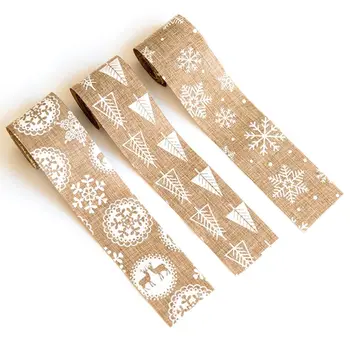 

Christmas Elk/Christmas Tree/Snowflake Pattern Burlap Christma Tree Bow Weave Holiday Xmas Trends Foil Tie